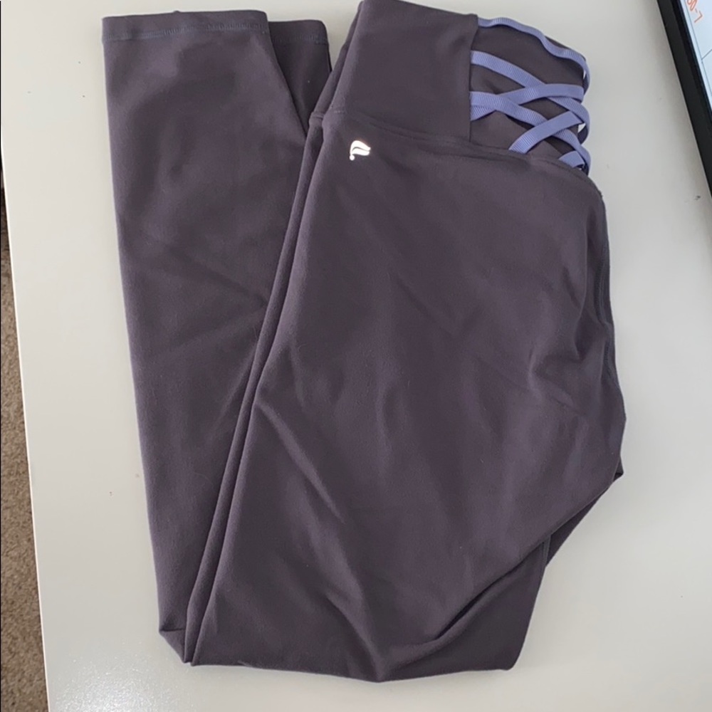 Grey/Purple Crisscross back Leggings